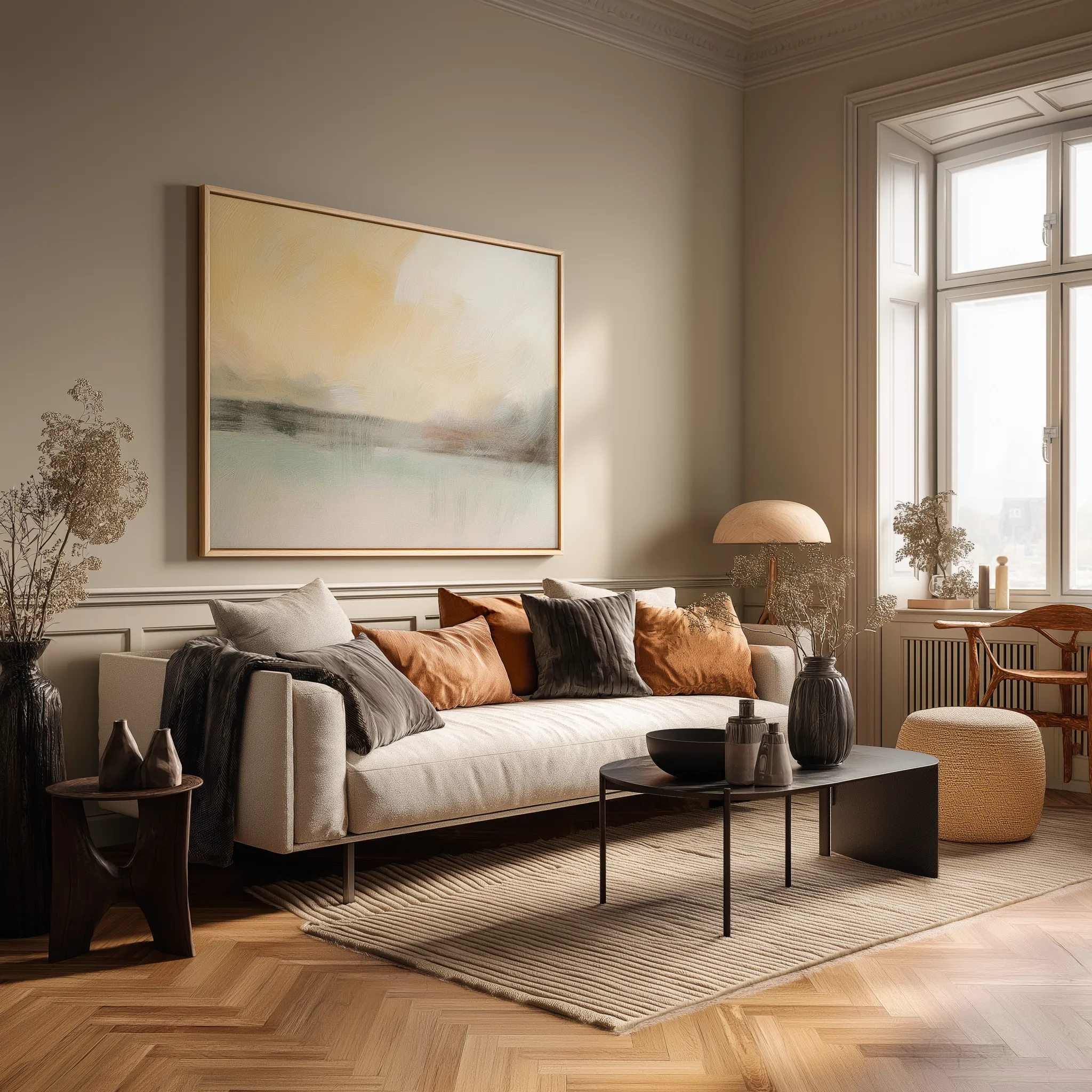 Beige and Orange Living Room Ideas