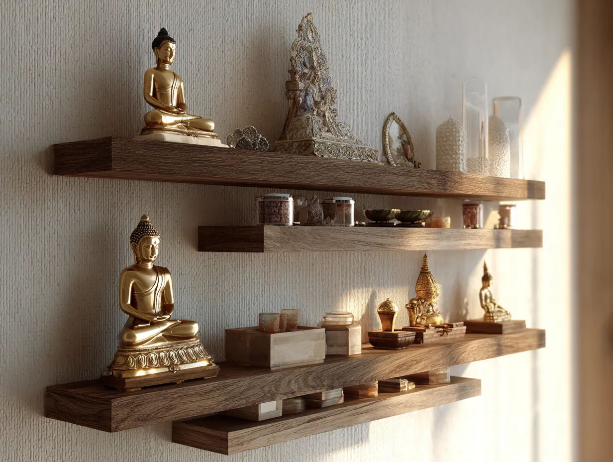 3.2 Floating Shelf Mandir for Compact Flats