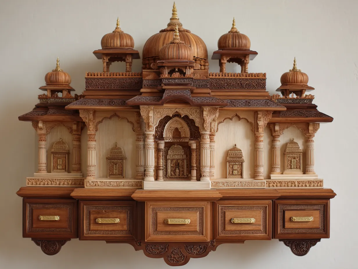 Wall-Mounted Mandir with Storage Drawers: From Cluttered Shelf to Vastu-Compliant Shrine