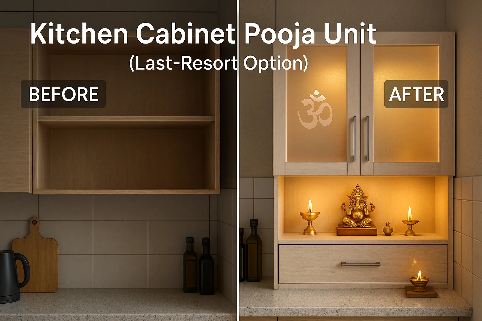 Kitchen Cabinet Pooja Unit (Last-Resort Option): Space-Saving Pooja in Compact Apartments