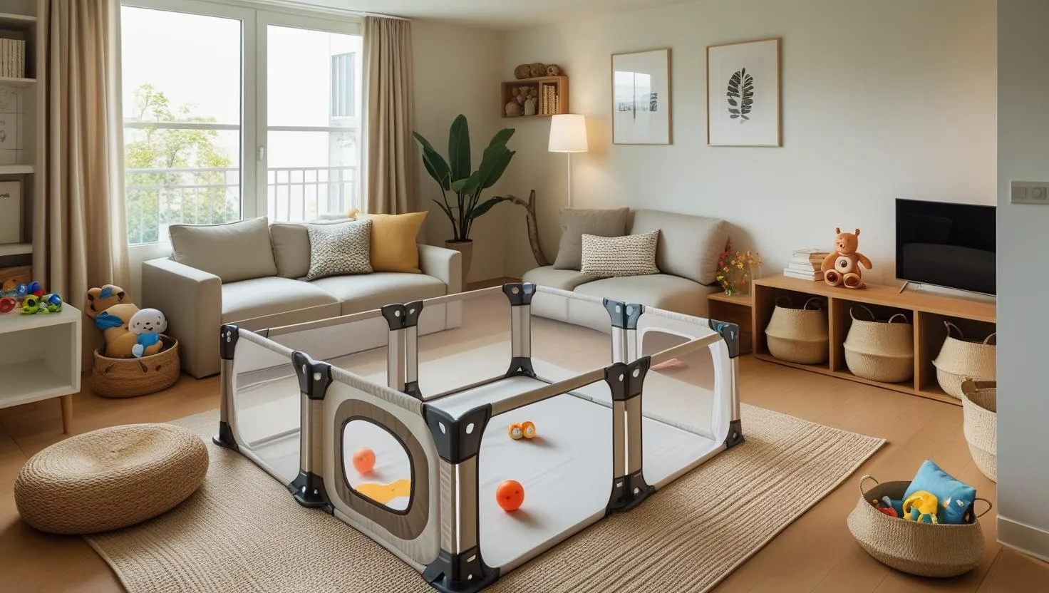 6坪のリビングを拡張可能なベビー遊び場に