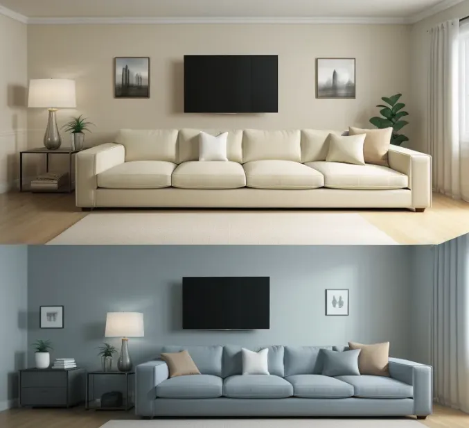 1. I always begin with the sofa