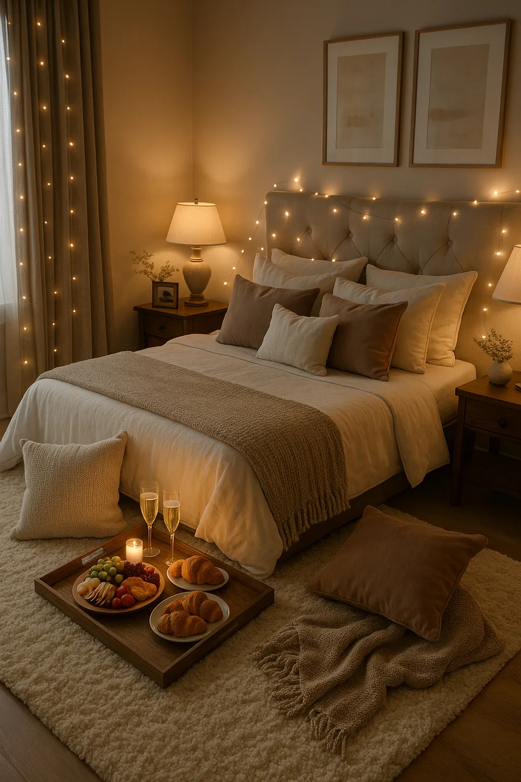 Cozy Indoor Picnic-Style Bedroom Ideas: Warm Shared Retreat for Two