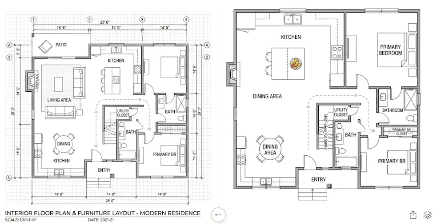 Difference between layout plan and floor plan
