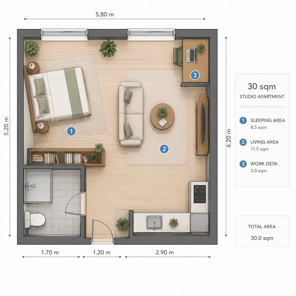 Studio Apartments (Under 35 sqm)