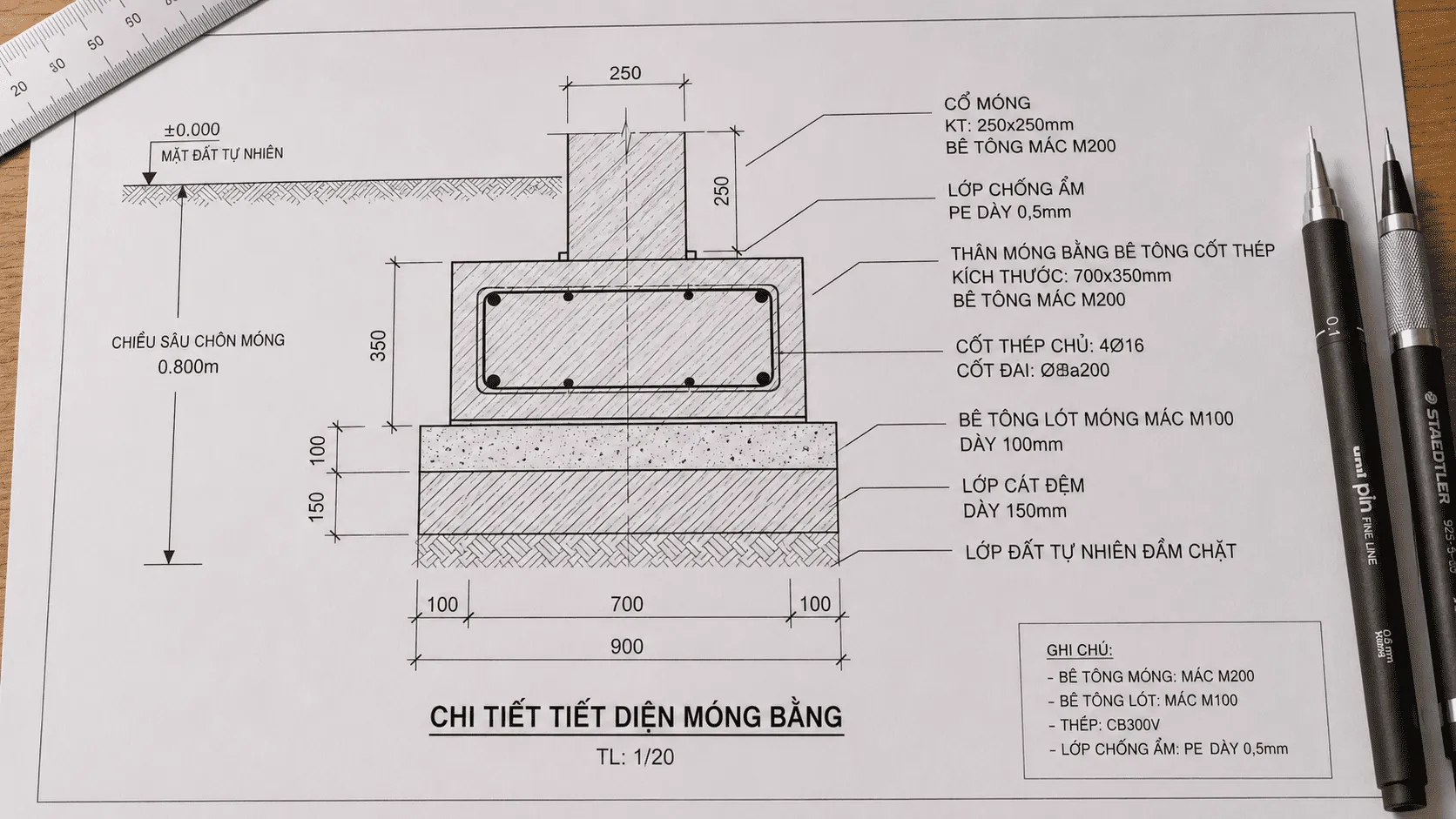 Những Thông Số Kỹ Thuật Cần Có Trong Bản Vẽ Móng