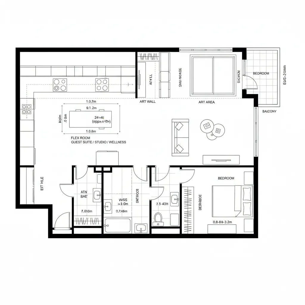 Adaptive Grid: Kitchen Spine with Flex Room