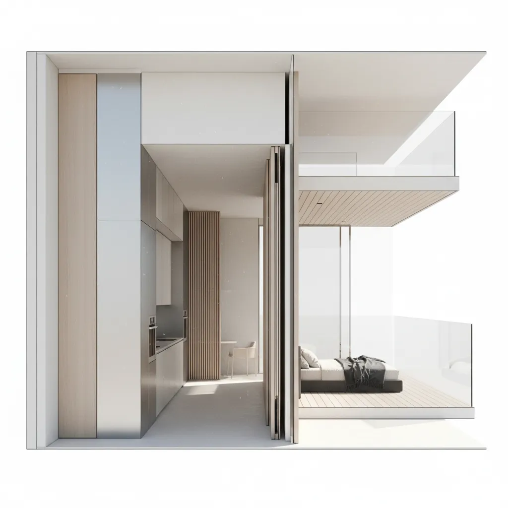 1-Bedroom Apt Floor Plans, Read Like Code: Space as interface: future-ready 1-bedroom apartments with human-time ergonomics