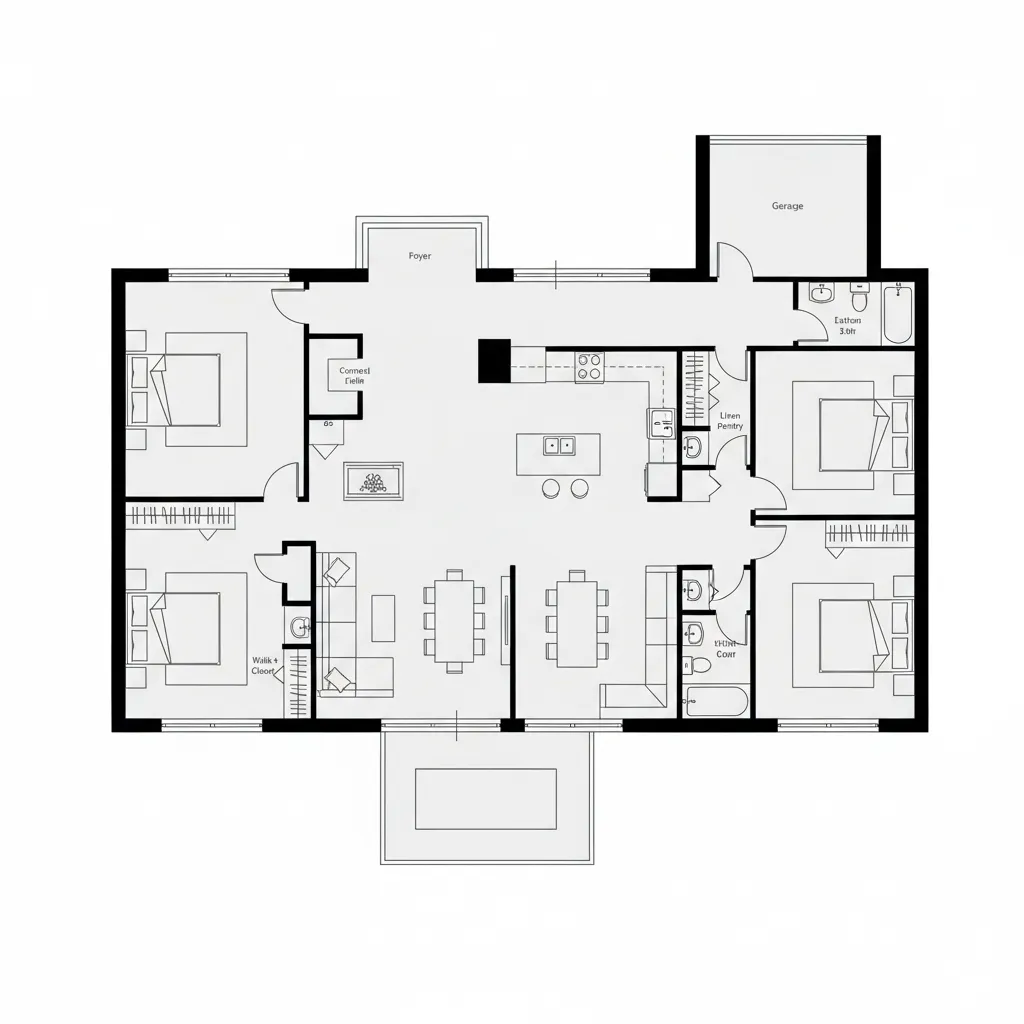 4-Bedroom Floor Plans as Cinematic Living: Composing Light, Movement, and Family Rhythm in a Four-Room Narrative